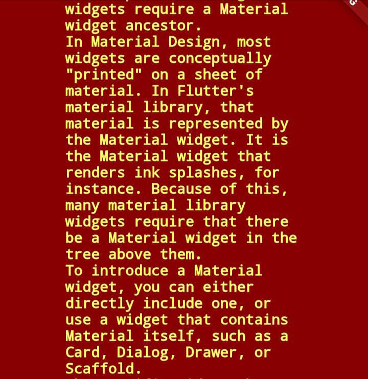 no material widget found error in flutter